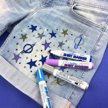 【全网低价】旗牌（Shachihata）DIY纺织颜料衣服布料手绘涂鸦绘画T恤笔 双头 2.0-5.0mm 棕/黄 EKT-25TT美术写生