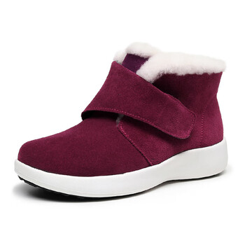 布姿棉单匠中年妇女冬季老人家雪地靴女棉鞋加绒加厚羊羊皮毛一96r