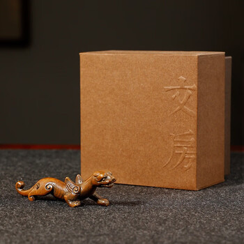 漢墨 手工青铜翼虎毛笔笔架 笔挂铜镇尺笔搁 文房四宝礼品铜器摆件把玩毛笔架