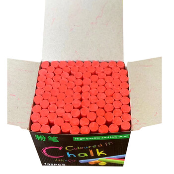 御杰红色粉笔100支儿童涂鸦笔无尘无毒粉笔绿板黑板报专用彩色粉笔教师教学专用