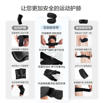 京东京造 双向承托髌骨带 减震髌护带 登山运动固定护膝 半月板损伤护具