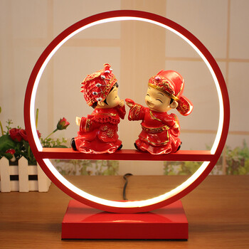 卧室红色长明灯婚庆新婚礼物创意婚房长命灯台灯结婚用的床头灯 郎情