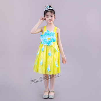 zkhe儿童亲子时装秀环保服幼儿园废物利用材料制作女孩塑料袋环保服装