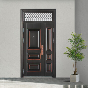 倾勤防盗门家用带通风气窗室外农村庭院子母对开门大门进户双开 子母