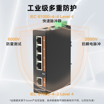 itcom工业交换机5口 百兆非网管安防监控PLC以太网络集线器DIN导轨式不含电源IT168-3500-10-5TX