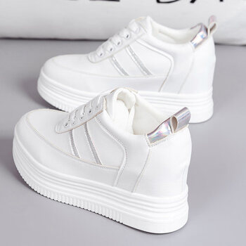 就叙内增高女鞋小白鞋松糕厚底坡跟单鞋破跟夏天女生小个子穿夏天穿的