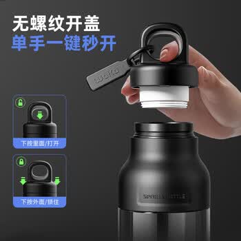 waka waka运动水杯男士直饮用水壶Tritan夏季健身户外单手开盖 650mL幻影黑