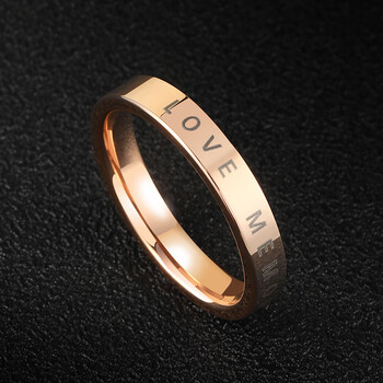 飒雅(saya)玫瑰金戒指男士小众高级感潮牌刻字情侣对戒时尚饰品中指男