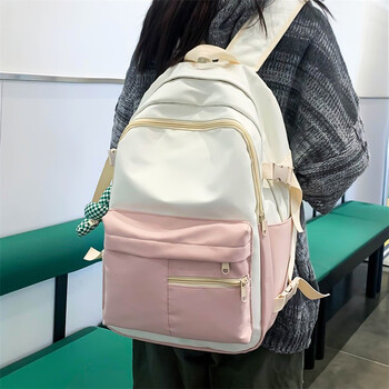 迪鹊简约书包女生初中生高颜值小清新高中大容量双肩包大学生轻便背包