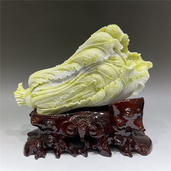 徳】特大 翡翠砡石彫刻白菜置物 約9347g 玉石 白玉 和田玉 唐物