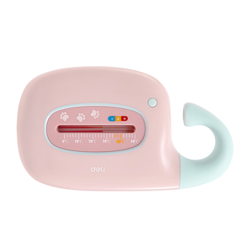 得力（deli）水温计婴儿洗澡温度计老人六一儿童节礼物生日礼品宝宝室内新生儿浴盆水温计粉色可挂立LE555