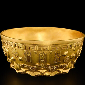 礼祥瑞全铜聚宝盆摆件黄铜实心聚宝盆招财风水摆件家用客厅店铺开业