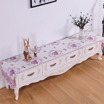 softpro茶几电视柜桌布布艺电视柜布盖布套罩垫防尘罩蕾丝长方形客厅