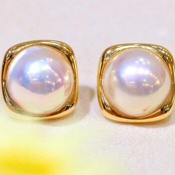 南洋半岛马贝珍珠耳钉海水珍珠耳饰耳钉18k金镶轻奢送女友送生日礼物