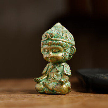 漢墨 青砂造像仿铜小悟空 镇尺书房创意吉祥物小摆件镇纸石 文房四宝书法礼品礼物笔搁