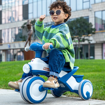 jiuwenbao儿童三轮车小孩脚踏车宝宝童车1-6岁带音乐手推车滑行车溜娃