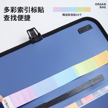 晨光（M&G）A4/12格蓝色文件包办公手提资料包风琴包学生试卷分类收纳包AWT90959单个装