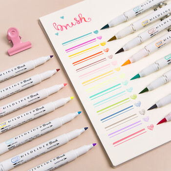 斑马牌（ZEBRA）双头荧光笔 彩虹色手账笔 学生重点划线笔标记笔 Brush柔和色系列 WFT8 黄色