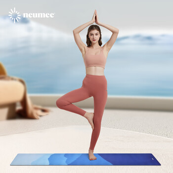 neumee专业出汗防滑吸湿减震居家耐用加宽麂皮绒天然橡胶瑜伽垫礼物山脉