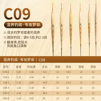 船长漂c09芦苇浮漂罗非鲤鱼翻身下底快高灵敏鱼漂轻口罗非钓浅水浮漂