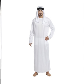 中东土豪套装沙特阿拉伯白袍阿联酋服饰迪拜中东卡塔尔土豪 白色长袍