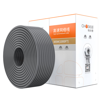 秋叶原(CHOSEAL)六类千兆网线 CAT6类铜线芯 非屏蔽工程家装装修视频安防监控箱线 灰色 305米 QS2636A