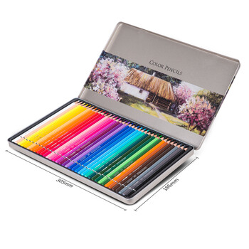 得力（deli）36色油性彩色铅笔高显色美术设计专业手绘专用绘画笔彩铅入门填色铁盒套装6566彩笔