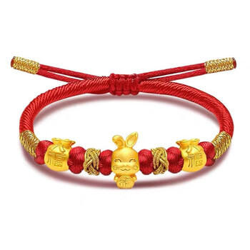 凯麒麟999足金兔子黄金手链女转运珠生肖兔本命年手链送儿a款式1金兔2