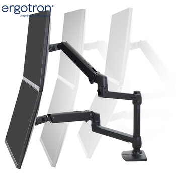 爱格升（ERGOTRON）LX显示器支架臂双屏支架桌面升降屏幕支架叠屏显示器增高架电脑桌（45-492-224）黑色