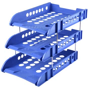 浩立信（LISON）三层文件盘黑色办公桌面用品塑料文件框文件夹收纳盒资料架3C数码全网低价