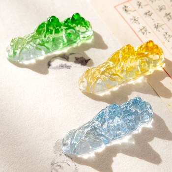 梅林笔庄琉璃笔搁毛笔架笔山笔架放毛笔的托搁笔架笔架山镇尺搁笔毛笔架水晶创意摆件文房四宝琉璃笔山蓝色