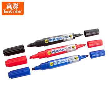真彩（TRUECOLOR）记号笔大头笔防水油性快干速干防油红色生绘画双头记号笔不可擦大号工地划线快递物流专用20支/盒