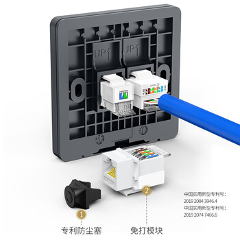万级 六类网络面板 千兆网线插座二位双口 86型网络+电话家装宽带墙壁装修面板 1-145075灰 万级 六类网络面板 千兆网线插座二位双口 86型网络+电话家装宽带墙壁装修面板 1-145075灰
