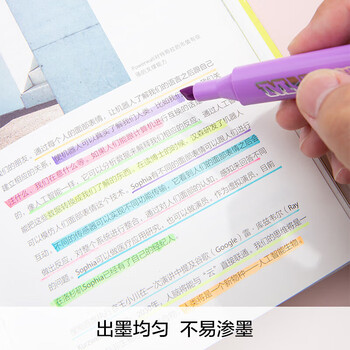 晨光（M&G）6色荧光笔经典单头记号笔醒目重点标记笔水性手绘手账笔AHMV7602 6支/盒