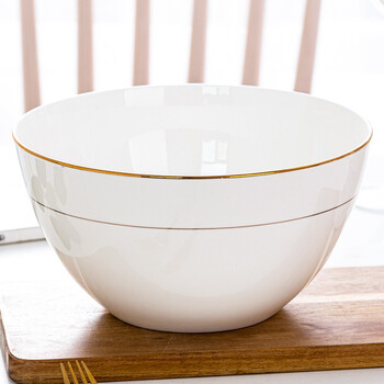 富彩陶瓷金边大汤碗家用特大号创意个性纯白色骨瓷盛汤大碗喝汤盆8