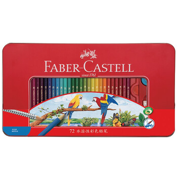 辉柏嘉（Faber-castell）水溶性彩铅笔彩色铅笔72色+16K细纹230g20页绘画本绘画笔套装115973红铁盒装美术写生