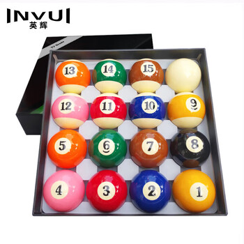 英辉（INVUI）台球子标准黑8水晶球花式16彩大号球台球用品桌球 TV57.2mm
