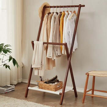 宋氏梵品原木榉木日式衣帽架全实木落地衣架卧室挂衣架民宿酒店室内多