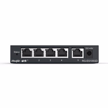 锐捷5口千兆交换机 RG-ES105GD 企业级铁壳非网管桌面型交换器分流器 办公家用宿舍即插即用分线器