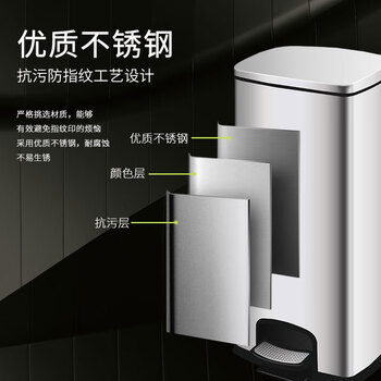 桶桶相传脚踏垃圾桶带盖脚踩大号30L方形不锈钢家用厨房商用办公室大容量 桶桶相传脚踏垃圾桶带盖脚踩大号30L方形不锈钢家用厨房商用办公室大容量