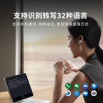科大讯飞录音降噪会议耳机iFLYBUDS 2冷霜白 半入耳新品 主动降噪 同传听译 AI会议助理苹果华为通用