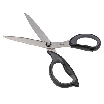 得力(deli)77759剪刀 175mm中号办公家用剪刀 弧形剪片省力剪刀 黑色 3把装【ZY】
