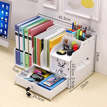 办公室a4文件框档案收纳整理资料架多层文件栏桌面简易书立架木质文件