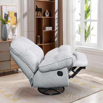 最慧多功能旋转沙发 浅灰色猫抓绒电动坐躺手动摇转270°八点按摩加热