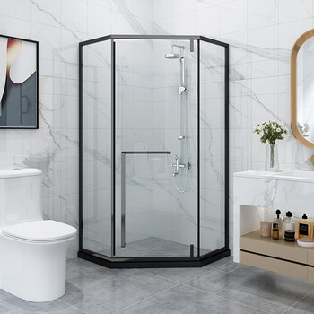 促简约钻石型淋浴房家用浴室卫生间隔断干湿分离平开玻璃门洗澡房纳米