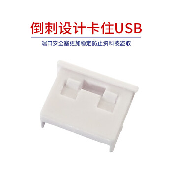 索厉 USB封口塞/USB口安全塞/USB一次性堵头/USB防尘塞/硬塑料材质/内嵌式设计/白色10装/PWU10