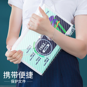 少年伴文件套10只A4按扣学生办公商务文具加厚透明斜纹报告试卷整理保护收纳袋学科分类防水档案袋