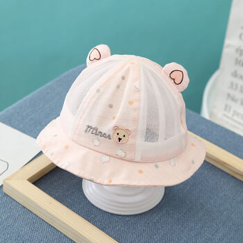 帽子婴儿帽子夏季薄款男女宝宝遮阳帽小熊防晒公主帽可爱太阳帽渔夫帽