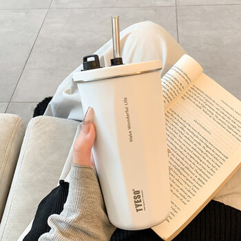 繁季保温杯大容量咖啡水杯子吸管高颜值不锈钢便携随行车载男女士学生