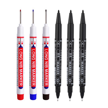 递乐 长头记号笔多用途家具卫浴瓷砖打孔画线深入长嘴标记笔317长头记号笔红黑蓝+8008小双头记号笔黑色6支装